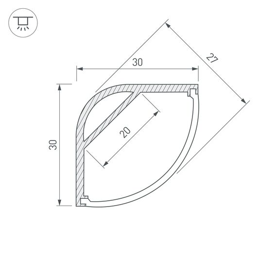Arlight 036771 Профиль с экраном ARH-KANT-H30-2000 ANOD+OPAL (Arlight, Алюминий) 036771, изображение 10