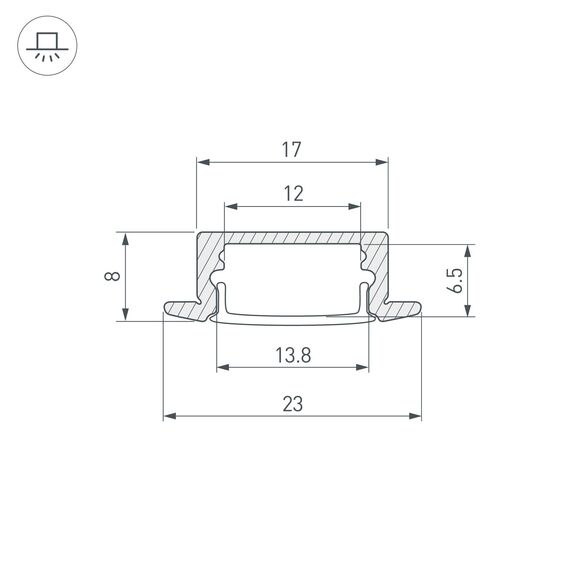 Arlight 040300 Профиль LINE-2308-F-2000 ANOD (Arlight, Алюминий) 040300, изображение 6