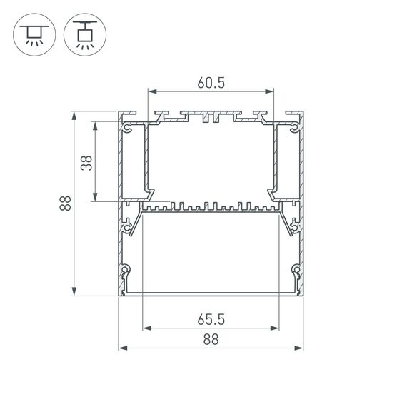 Arlight 036362 Профиль ARH-POWER-W88-2000 ANOD (Arlight, Алюминий) 036362, изображение 8