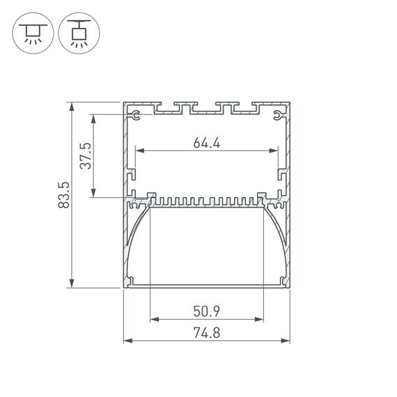 Arlight 036349 Профиль ARH-POWER-W75-2000 ANOD (Arlight, Алюминий) 036349, изображение 8