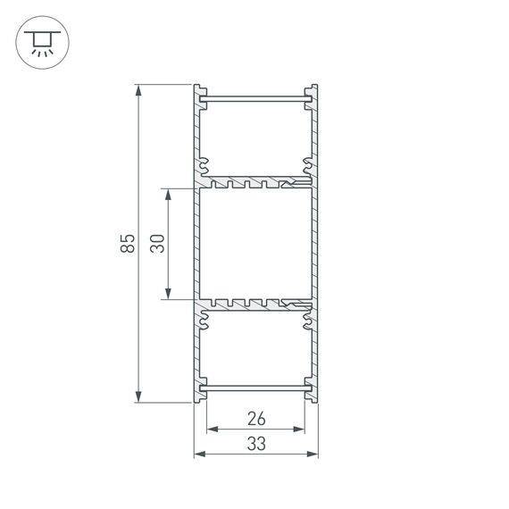 Arlight 036341 Профиль ARH-WALL-3385-DUAL-2000 ANOD (Arlight, Алюминий) 036341, изображение 9