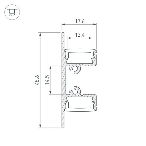 Arlight 036339 Профиль ARH-WALL-1849-DUAL-2000 ANOD (Arlight, Алюминий) 036339, изображение 6