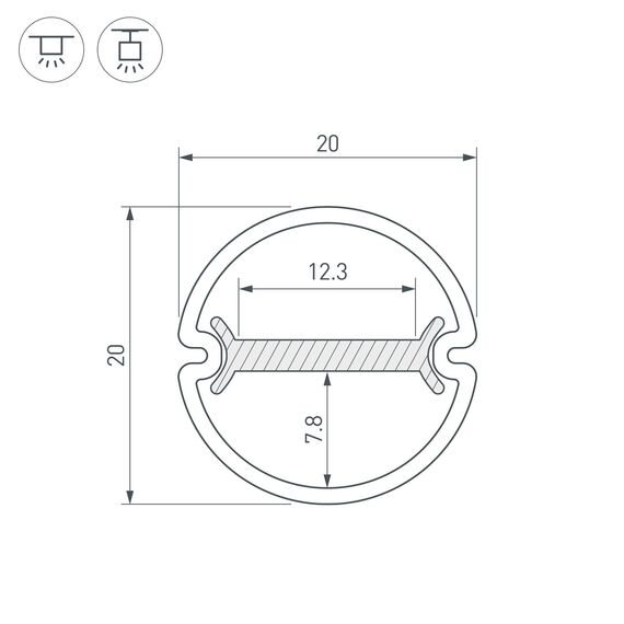 Arlight 039218 Профиль ARH-ROUND-D20-DUAL-2000 ANOD (Arlight, Алюминий) 039218, изображение 6