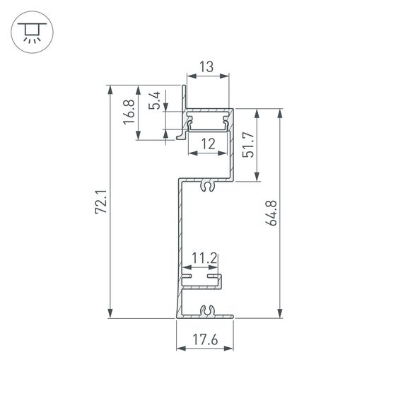 Arlight 043480 Профиль PLINTUS-H73-F-2000 BLACK (Arlight, Алюминий) 043480, изображение 5