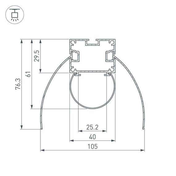 Arlight 036343 Профиль ARH-POWER-W154-COMFORT-2000 ANOD (Arlight, Алюминий) 036343, изображение 8