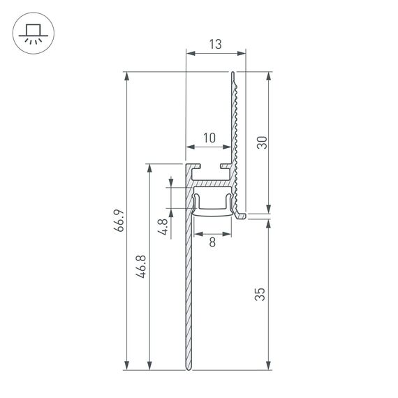Arlight 043675(1) Профиль PLINTUS-FANTOM-BENT-H35-SIDE-2000 WHITE (Arlight, Алюминий) 043675(1), изображение 5