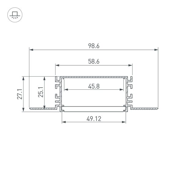 Arlight 046430 Профиль FANTOM-W49-2000 ANOD (Arlight, Алюминий) 046430, изображение 6