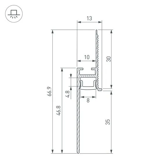 Arlight 048687 Профиль PLINTUS-FANTOM-H35-2000 ANOD (Arlight, Алюминий) 048687, изображение 6
