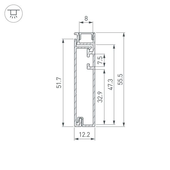 Arlight 045442 Профиль PLINTUS-H55-2000 BLACK (Arlight, Алюминий) 045442, изображение 5