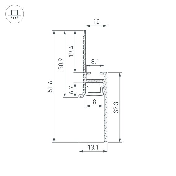 Arlight 043674 Профиль PLINTUS-FANTOM-BENT-H20-SIDE-2000 WHITE (Arlight, Алюминий) 043674, изображение 6