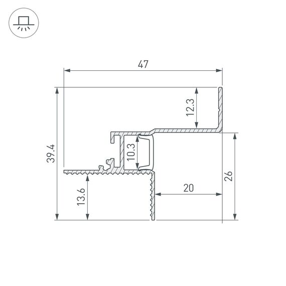 Arlight 052241 Профиль СEIL-S12-SHADOW-20-SIDE-3000 WHITE (Arlight, Алюминий) 052241, изображение 6