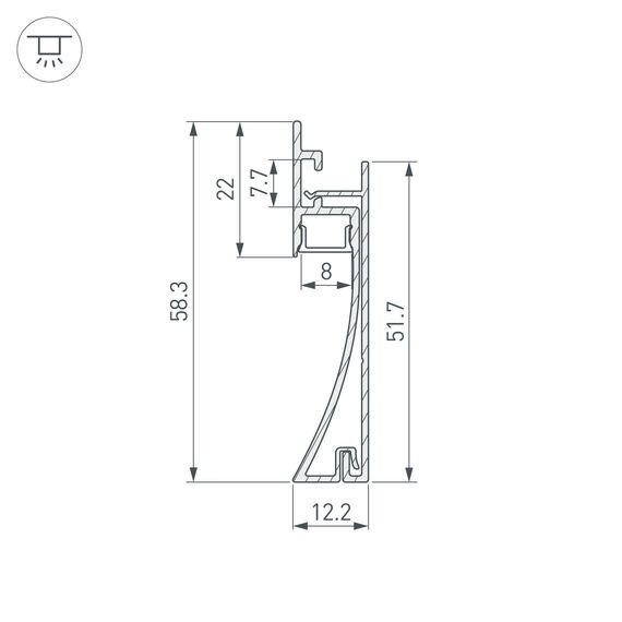 Arlight 045286 Профиль PLINTUS-H58-F-2000 BLACK (Arlight, Алюминий) 045286, изображение 5