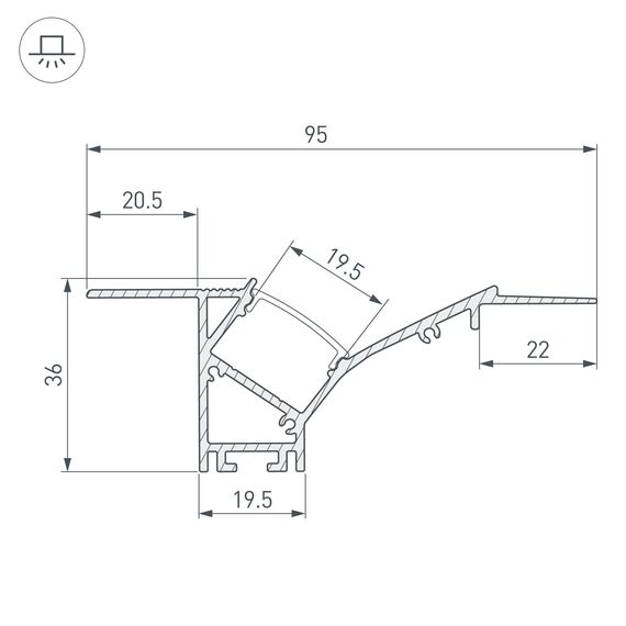 Arlight 039949 Профиль FANTOM-W45-BEVEL-2000 WHITE (Arlight, Алюминий) 039949, изображение 8