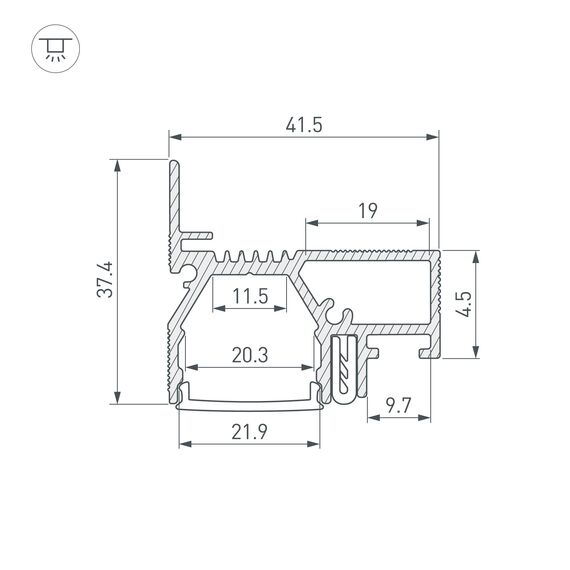 Arlight 042947 Профиль STRETCH-20-WALL-D-SIDE-2000 BLACK (Arlight, Алюминий) 042947, изображение 5
