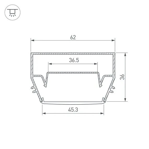 Arlight 040700 Профиль STRETCH-S-50-CEIL-CENTER-2000 (GAMMA50) (Arlight, Алюминий) 040700, изображение 5