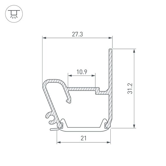 Arlight 040701 Профиль STRETCH-S-20-WALL-SIDE-2000 (RESPECT-ST) (Arlight, Алюминий) 040701, изображение 5
