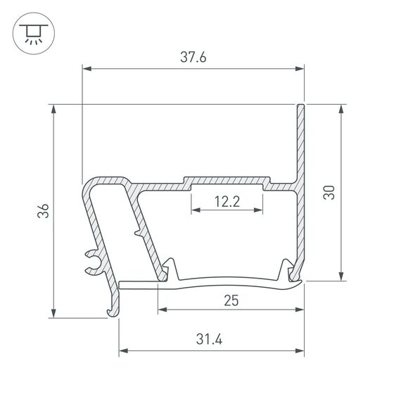 Arlight 040702 Профиль STRETCH-S-30-WALL-SIDE-2000 (STEP) (Arlight, Алюминий) 040702, изображение 6