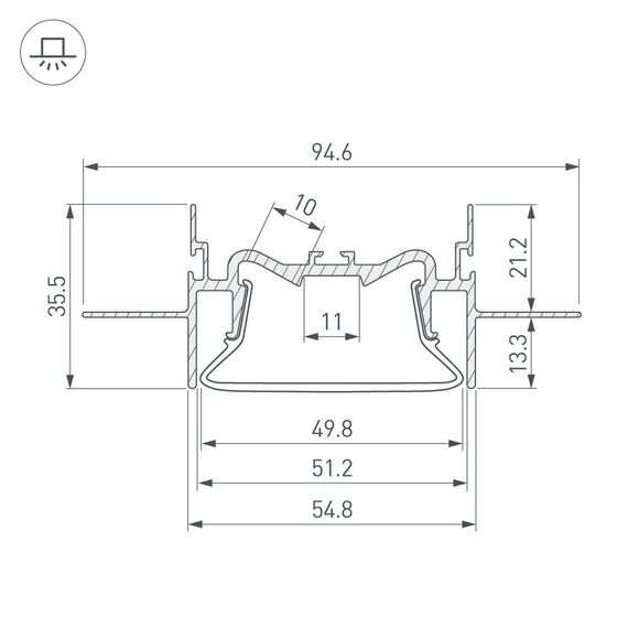 Arlight 035769 Профиль FOLED-50-CEIL-CENTER-2000 (Arlight, Алюминий) 035769, изображение 8