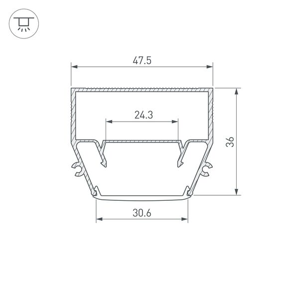 Arlight 040699 Профиль STRETCH-S-35-CEIL-CENTER-2000 (GAMMA35) (Arlight, Алюминий) 040699, изображение 6