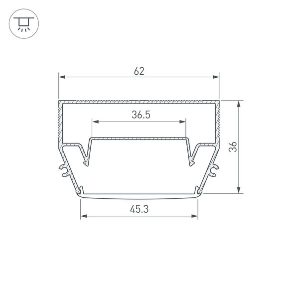Arlight 040700 Профиль STRETCH-S-50-CEIL-CENTER-2000 (GAMMA50) (Arlight, Алюминий) 040700, изображение 6