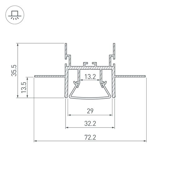 Arlight 023863 Профиль FOLED-CEIL-CENTER-2000 (Arlight, Алюминий) 023863, изображение 5