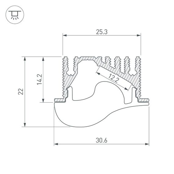 Arlight 019270 Профиль с экраном ALU-ASYMETRIC-2000 ANOD+FROST LENS (Arlight, Алюминий) 019270, изображение 5