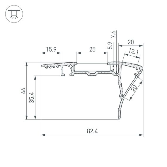 Arlight 015473 Профиль с экраном ALU-STAIR-DK-2000 ANOD+FROST (Arlight, Алюминий) 015473, изображение 5