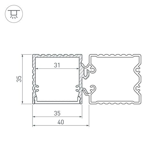 Arlight 021947 Профиль с экраном ALU-BASE-PW35S-2000 ANOD+FROST AG (Arlight, Металл) 021947, изображение 7