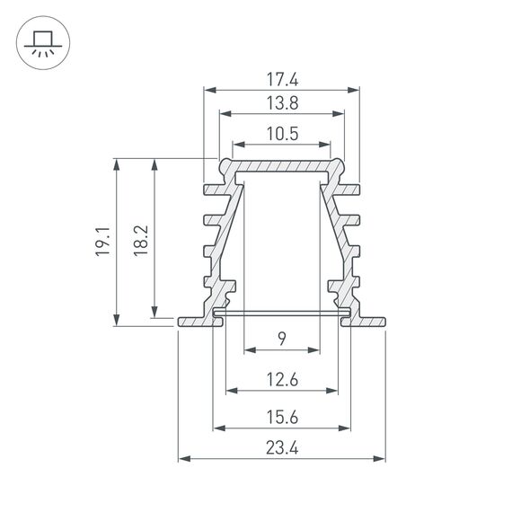 Arlight 016971 Профиль TOP-DEEP-F-2000 ANOD (K13,P15) (Arlight, Алюминий) 016971, изображение 6