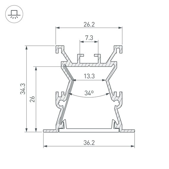 Arlight 027887 Профиль с экраном ALU-WIDE-FL-H35-2000 ANOD+FROST (Arlight, Алюминий) 027887, изображение 7