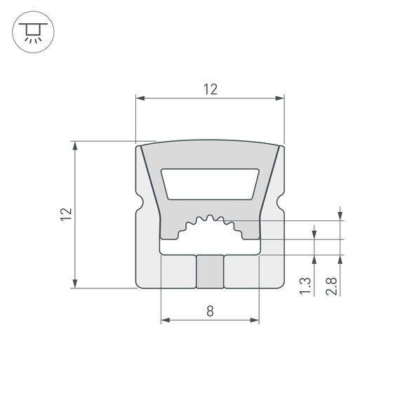 Arlight 040285 Силиконовый профиль WPH-FLEX-1212-TOP-S8-5m WHITE (Arlight, Силикон) 040285, изображение 4