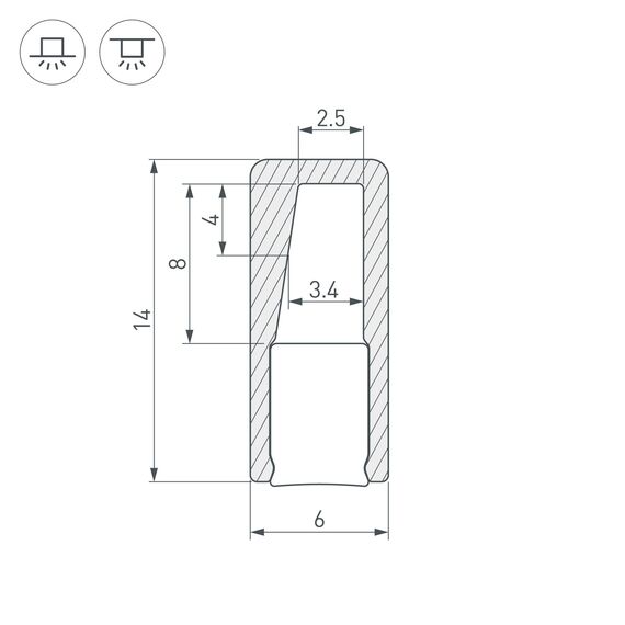 Arlight 021940 Профиль с экраном ALU-NANO-6-2000 ANOD+SILICONE (Arlight, Алюминий) 021940, изображение 4