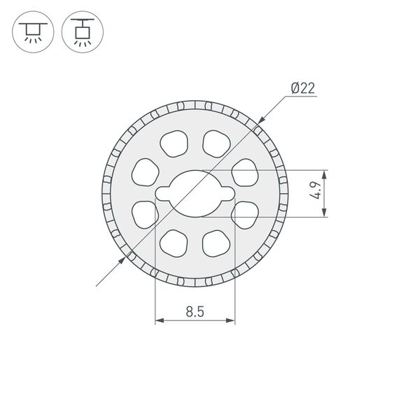 Arlight 048598 Силиконовый профиль WPH-FLEX-ROPE-D22-360deg-S8-5m WHITE (Arlight, Силикон) 048598, изображение 3