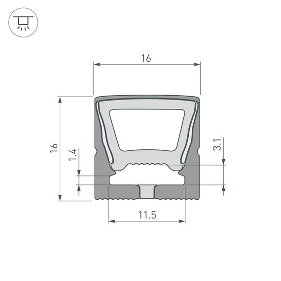 Arlight 045774 Силиконовый профиль WPH-FLEX-1616-TOP-S11-5m FULL BLACK (Arlight, Силикон) 045774, изображение 6