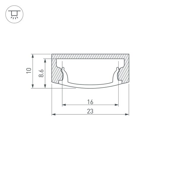 Arlight 014852 Профиль с экраном ALU-WIDE-H8-2000 ANOD+FROST (Arlight, Алюминий) 014852, изображение 6