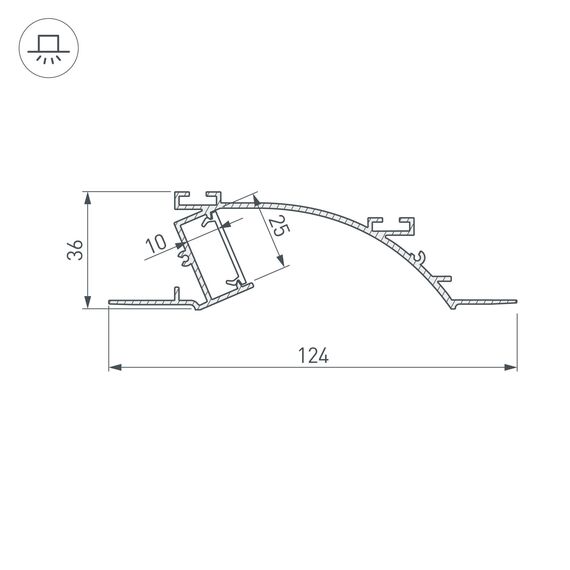 Arlight 029850 Профиль с экраном ALM-ARC-SINGLE-2000 ANOD+FROST (Arlight, Алюминий) 029850, изображение 6