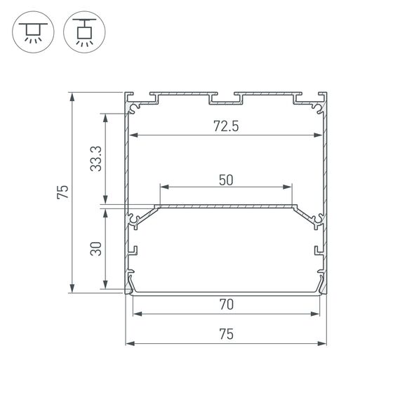 Arlight 041857 Профиль LINE-S-7575-3000 BLACK (Arlight, Алюминий) 041857, изображение 5