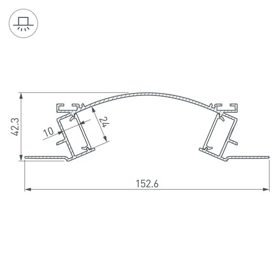Arlight 029852 Профиль с экраном ALM-ARC-DOUBLE-2000 ANOD+FROST (Arlight, Алюминий) 029852, изображение 5