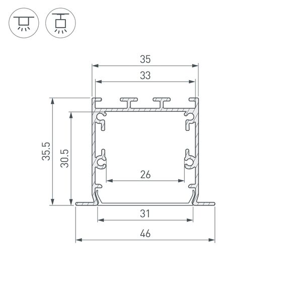Arlight 041876 Профиль LINIA49-F-S-2000 WHITE (Arlight, Алюминий) 041876, изображение 6