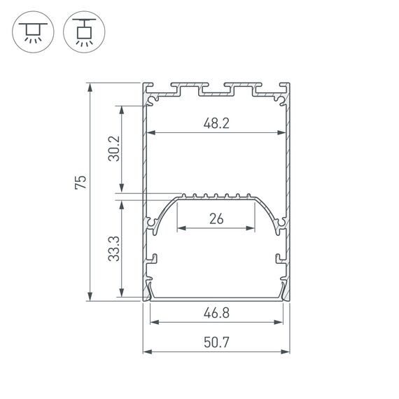 Arlight 041851 Профиль LINE-S-5075-2500 WHITE (Arlight, Алюминий) 041851, изображение 5