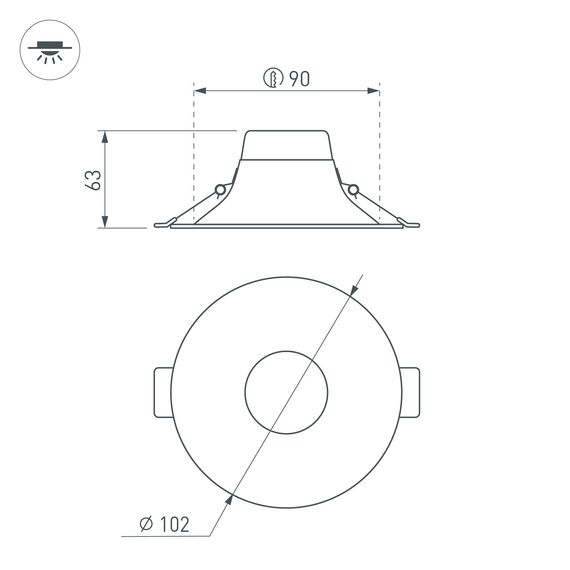 Arlight 036607 Светильник MS-BLIZZARD-BUILT-R102-8W Warm3000 (BK, 100 deg, 230V) (Arlight, IP20 Металл, 3 года) 036607, изображение 6
