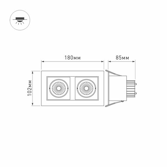 Arlight 024127 Светильник CL-KARDAN-S180x102-2x9W Warm (WH, 38 deg) (Arlight, IP20 Металл, 3 года) 024127, изображение 14