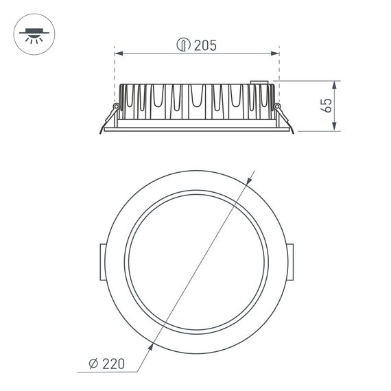 Arlight 041611 Светильник MS-MIST-BUILT-R220-30W Warm3000 (WH, 110 deg, 230V) (Arlight, IP54 Металл, 5 лет) 041611, изображение 6