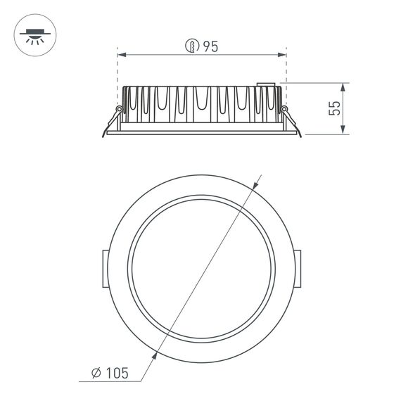 Arlight 039061 Светильник MS-MIST-BUILT-R105-9W Day4000 (WH, 110 deg, 230V) (Arlight, IP54 Металл, 5 лет) 039061, изображение 6