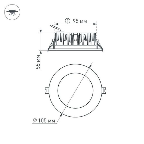 Arlight 021067 Светодиодный светильник LTD-105WH-FROST-9W Warm White 110deg (Arlight, IP44 Металл, 3 года) 021067, изображение 11