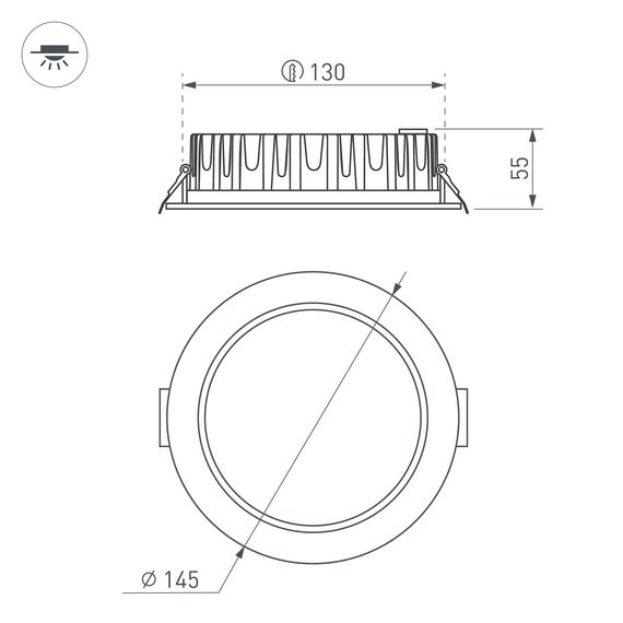 Arlight 039062 Светильник MS-MIST-BUILT-R145-15W Day4000 (WH, 110 deg, 230V) (Arlight, IP54 Металл, 5 лет) 039062, изображение 5