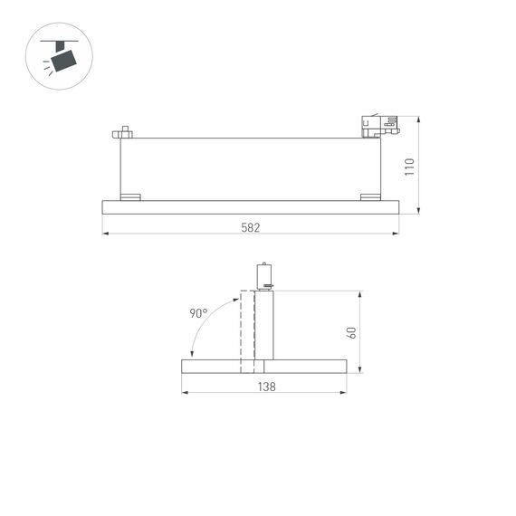 Arlight 035499 Светильник LGD-MARS-4TR-S582x138-50W Day4000 (WH, 60-130 deg, 230V) (Arlight, IP20 Металл, 5 лет) 035499, изображение 8