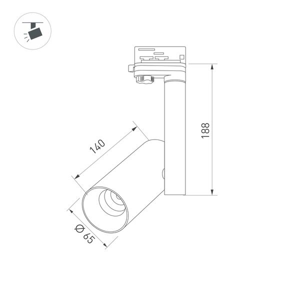 Arlight 027482 Светильник SP-POLO-TRACK-PIPE-R65-8W Day4000 (BK-BK, 40 deg) (Arlight, IP20 Металл, 3 года) 027482, изображение 5