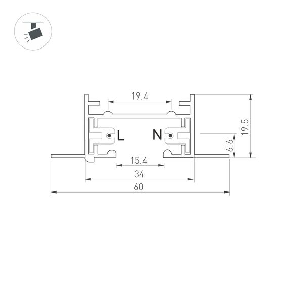Arlight 038673 Трек LGD-2TR-TRACK-F-2000-BK-M (C) (Arlight, IP20 Металл, 3 года) 038673, изображение 4