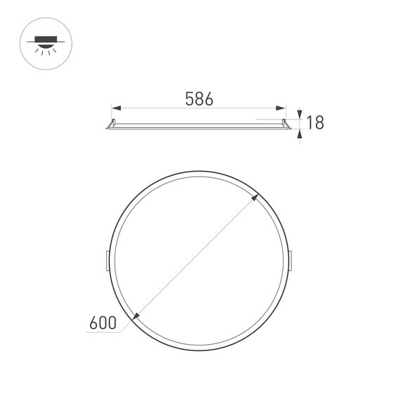 Arlight 020438(1) Светильник DL-EDGE-R600-50W Day4000 (WH, 115 deg, 230V) (Arlight, IP40 Металл, 3 года) 020438(1), изображение 4
